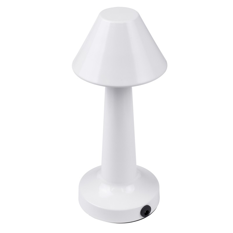 GloboStar® MOLLY 76514 Επαναφορτιζόμενο Επιτραπέζιο Φωτιστικό Πορτατίφ LED 1.5W 105lm 120° DC 5V IP44 Θερμό Λευκό 2700K Dimmable Λευκό Αλουμίνιο - Μ10 x Π10 x Υ23cm - 2 Xρόνια Εγγύηση
