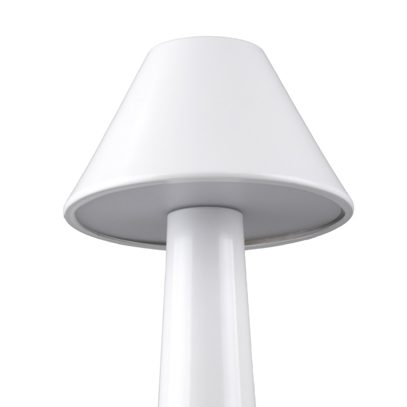 GloboStar® MOLLY 76514 Επαναφορτιζόμενο Επιτραπέζιο Φωτιστικό Πορτατίφ LED 1.5W 105lm 120° DC 5V IP44 Θερμό Λευκό 2700K Dimmable Λευκό Αλουμίνιο - Μ10 x Π10 x Υ23cm - 2 Xρόνια Εγγύηση