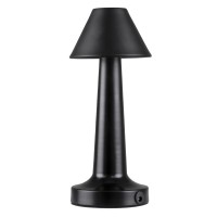GloboStar® MOLLY 76515 Επαναφορτιζόμενο Επιτραπέζιο Φωτιστικό Πορτατίφ LED 1.5W 105lm 120° DC 5V IP44 Θερμό Λευκό 2700K Dimmable Μαύρο Αλουμίνιο - Μ10 x Π10 x Υ23cm - 2 Xρόνια Εγγύηση
