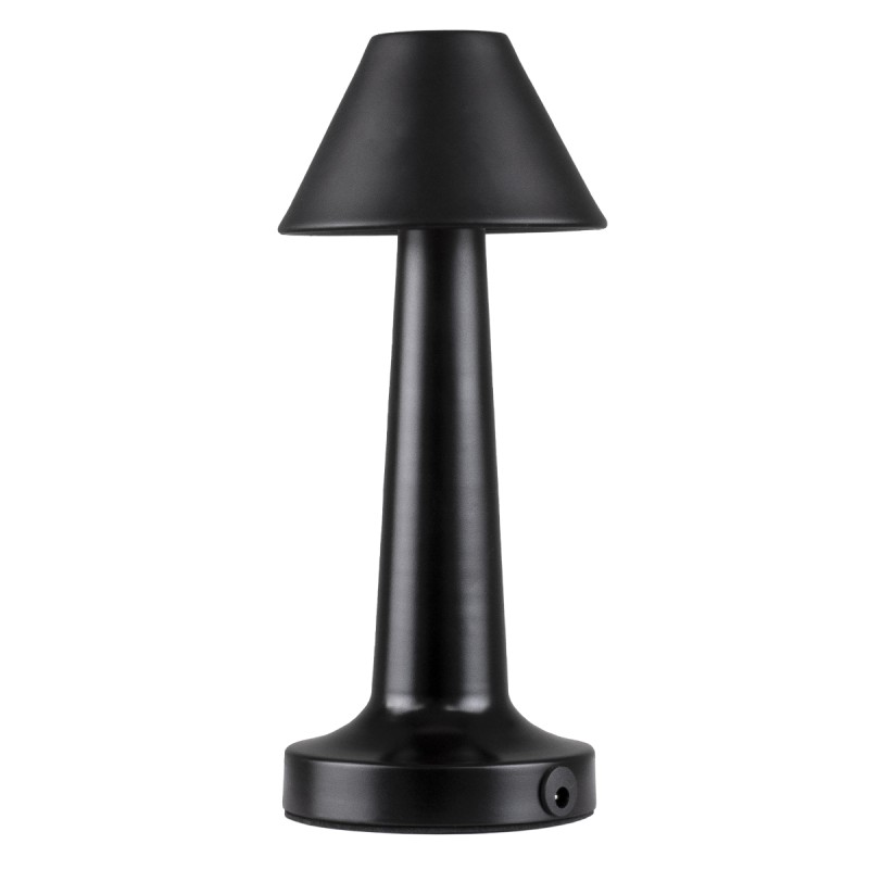 GloboStar® MOLLY 76515 Επαναφορτιζόμενο Επιτραπέζιο Φωτιστικό Πορτατίφ LED 1.5W 105lm 120° DC 5V IP44 Θερμό Λευκό 2700K Dimmable Μαύρο Αλουμίνιο - Μ10 x Π10 x Υ23cm - 2 Xρόνια Εγγύηση