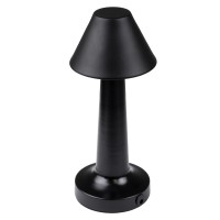 GloboStar® MOLLY 76515 Επαναφορτιζόμενο Επιτραπέζιο Φωτιστικό Πορτατίφ LED 1.5W 105lm 120° DC 5V IP44 Θερμό Λευκό 2700K Dimmable Μαύρο Αλουμίνιο - Μ10 x Π10 x Υ23cm - 2 Xρόνια Εγγύηση