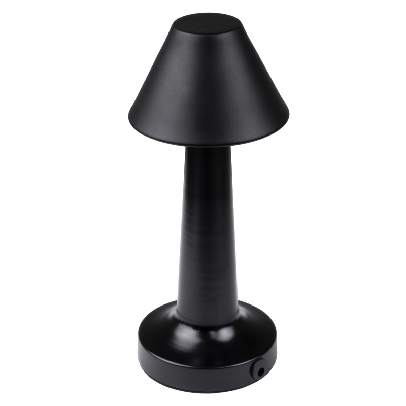 GloboStar® MOLLY 76515 Επαναφορτιζόμενο Επιτραπέζιο Φωτιστικό Πορτατίφ LED 1.5W 105lm 120° DC 5V IP44 Θερμό Λευκό 2700K Dimmable Μαύρο Αλουμίνιο - Μ10 x Π10 x Υ23cm - 2 Xρόνια Εγγύηση