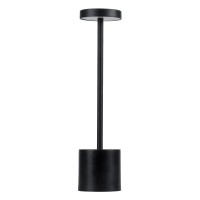 GloboStar® JOJO 76520 Επαναφορτιζόμενο Επιτραπέζιο Φωτιστικό Πορτατίφ LED 1.5W 105lm 120° DC 5V IP44 CCT Ultra Θερμό 1500K - Φυσικό Λευκό 4500K - Ψυχρό Λευκό 6000K Dimmable Μαύρο Αλουμίνιο - Μ8 x Π8 x Υ34cm - 2 Χρόνια Εγγύηση