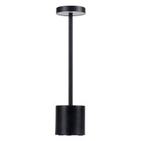 GloboStar® JOJO 76520 Επαναφορτιζόμενο Επιτραπέζιο Φωτιστικό Πορτατίφ LED 1.5W 105lm 120° DC 5V IP44 CCT Ultra Θερμό 1500K - Φυσικό Λευκό 4500K - Ψυχρό Λευκό 6000K Dimmable Μαύρο Αλουμίνιο - Μ8 x Π8 x Υ34cm - 2 Χρόνια Εγγύηση