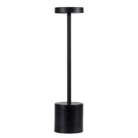 GloboStar® JOJO 76520 Επαναφορτιζόμενο Επιτραπέζιο Φωτιστικό Πορτατίφ LED 1.5W 105lm 120° DC 5V IP44 CCT Ultra Θερμό 1500K - Φυσικό Λευκό 4500K - Ψυχρό Λευκό 6000K Dimmable Μαύρο Αλουμίνιο - Μ8 x Π8 x Υ34cm - 2 Χρόνια Εγγύηση