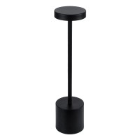 GloboStar® JOJO 76520 Επαναφορτιζόμενο Επιτραπέζιο Φωτιστικό Πορτατίφ LED 1.5W 105lm 120° DC 5V IP44 CCT Ultra Θερμό 1500K - Φυσικό Λευκό 4500K - Ψυχρό Λευκό 6000K Dimmable Μαύρο Αλουμίνιο - Μ8 x Π8 x Υ34cm - 2 Χρόνια Εγγύηση