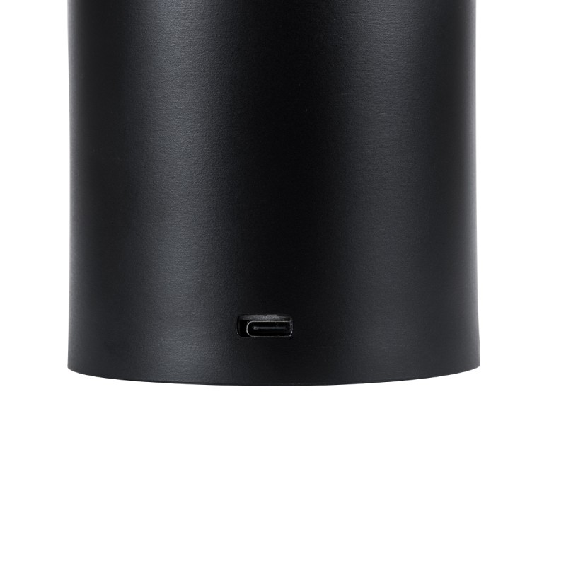 GloboStar® JOJO 76520 Επαναφορτιζόμενο Επιτραπέζιο Φωτιστικό Πορτατίφ LED 1.5W 105lm 120° DC 5V IP44 CCT Ultra Θερμό 1500K - Φυσικό Λευκό 4500K - Ψυχρό Λευκό 6000K Dimmable Μαύρο Αλουμίνιο - Μ8 x Π8 x Υ34cm - 2 Χρόνια Εγγύηση