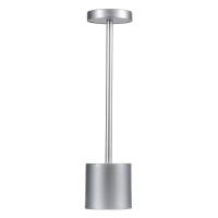 GloboStar® JOJO 76521 Επαναφορτιζόμενο Επιτραπέζιο Φωτιστικό Πορτατίφ LED 1.5W 105lm 120° DC 5V IP44 CCT Ultra Θερμό 1500K - Φυσικό Λευκό 4500K - Ψυχρό Λευκό 6000K Dimmable Ασημί Αλουμίνιο - Μ8 x Π8 x Υ34cm - 2 Χρόνια Εγγύηση
