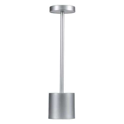 GloboStar® JOJO 76521 Επαναφορτιζόμενο Επιτραπέζιο Φωτιστικό Πορτατίφ LED 1.5W 105lm 120° DC 5V IP44 CCT Ultra Θερμό 1500K - Φυσικό Λευκό 4500K - Ψυχρό Λευκό 6000K Dimmable Ασημί Αλουμίνιο - Μ8 x Π8 x Υ34cm - 2 Χρόνια Εγγύηση