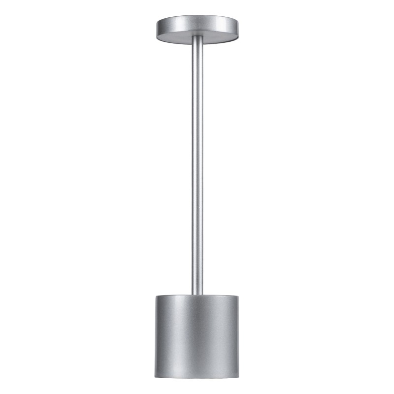 GloboStar® JOJO 76521 Επαναφορτιζόμενο Επιτραπέζιο Φωτιστικό Πορτατίφ LED 1.5W 105lm 120° DC 5V IP44 CCT Ultra Θερμό 1500K - Φυσικό Λευκό 4500K - Ψυχρό Λευκό 6000K Dimmable Ασημί Αλουμίνιο - Μ8 x Π8 x Υ34cm - 2 Χρόνια Εγγύηση