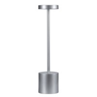 GloboStar® JOJO 76521 Επαναφορτιζόμενο Επιτραπέζιο Φωτιστικό Πορτατίφ LED 1.5W 105lm 120° DC 5V IP44 CCT Ultra Θερμό 1500K - Φυσικό Λευκό 4500K - Ψυχρό Λευκό 6000K Dimmable Ασημί Αλουμίνιο - Μ8 x Π8 x Υ34cm - 2 Χρόνια Εγγύηση
