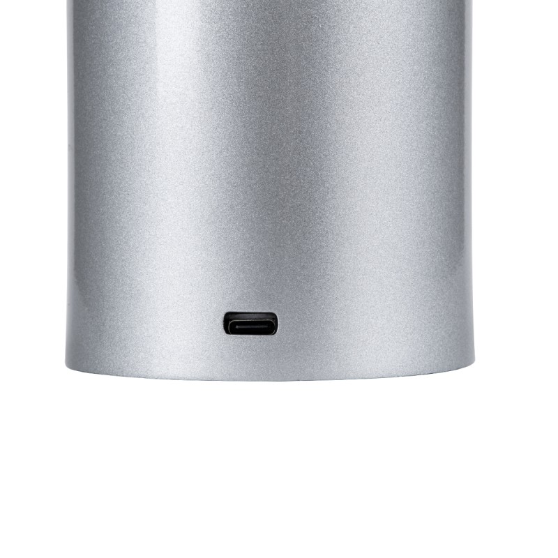 GloboStar® JOJO 76521 Επαναφορτιζόμενο Επιτραπέζιο Φωτιστικό Πορτατίφ LED 1.5W 105lm 120° DC 5V IP44 CCT Ultra Θερμό 1500K - Φυσικό Λευκό 4500K - Ψυχρό Λευκό 6000K Dimmable Ασημί Αλουμίνιο - Μ8 x Π8 x Υ34cm - 2 Χρόνια Εγγύηση