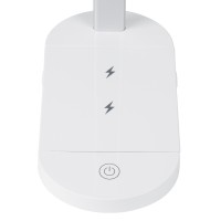 GLOBOSTAR® ONO 76531 Μοντέρνο Επιτραπέζιο Φωτιστικό Γραφείου με Ασύρματη Φόρτιση 10W 2A LED 5W 500lm 180° DC 5V με USB IP20 Ρυθμιζόμενο Λευκό CCT με Αφή 2700K/4500K/6000K Dimmable - Sanan SMD Chip - Λευκό - Μ25 x Π10.5 x Υ35.5cm - 2 Χρόνια Εγγύηση