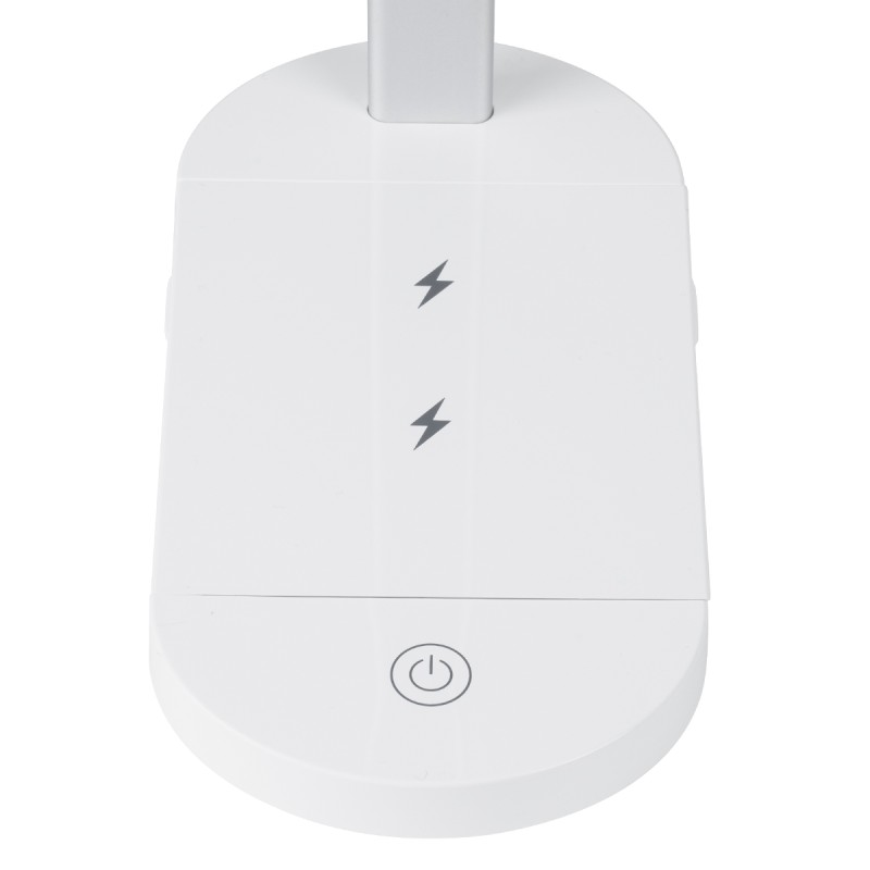 GLOBOSTAR® ONO 76531 Μοντέρνο Επιτραπέζιο Φωτιστικό Γραφείου με Ασύρματη Φόρτιση 10W 2A LED 5W 500lm 180° DC 5V με USB IP20 Ρυθμιζόμενο Λευκό CCT με Αφή 2700K/4500K/6000K Dimmable - Sanan SMD Chip - Λευκό - Μ25 x Π10.5 x Υ35.5cm - 2 Χρόνια Εγγύηση