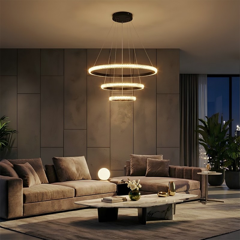 kelvo® DIAMOND KLV-101-0237 Κρεμαστό Φωτιστικό Οροφής LED 100W 10000lm 180° AC 220-240V IP20 Ρυθμιζόμενο Λευκό CCT με Χειριστήριο από 2700K έως 6000K Dimmable - Lumileds SMD Chip - Μαύρο Ματ - Μ60 x Π60 x Υ60cm - 3 Χρόνια Εγγύηση