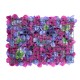 GloboStar® 78332 Artificial - Συνθετικό Τεχνητό Διακοσμητικό Πάνελ Λουλουδιών - Κάθετος Κήπος Τριαντάφυλλο - Ορτανσία - Βιολέτα - Φουξια - Μωβ - Γαλάζιο Μ60 x Υ40 x Π7cm