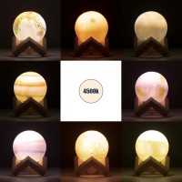 GloboStar® MOON 79609 Επιτραπέζιο Φωτιστικό Πορτατίφ LED 2W 120lm 360° DC 5V IP20 CCT Θερμό Λευκό 2700K - Φυσικό Λευκό 4500K - Ψυχρό Λευκό 6000K Dimmable Πολύχρωμο Πλαστικό με Μπεζ Ξύλο - Μ8 x Π8 x Υ11cm - ΣΕΤ 8 Τεμαχίων - 2 Xρόνια Εγγύηση
