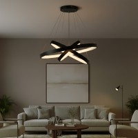 kelvo® NEMESIS KLV-101-0220-V2 Κρεμαστό Φωτιστικό Οροφής LED 120W 12000lm 180° AC 220-240V IP20 Ρυθμιζόμενο Λευκό CCT με Χειριστήριο από 2700K έως 6000K Dimmable - Lumileds SMD Chip - Μαύρο Ματ - Μ80 x Π80 x Υ80cm - 3 Χρόνια Εγγύηση