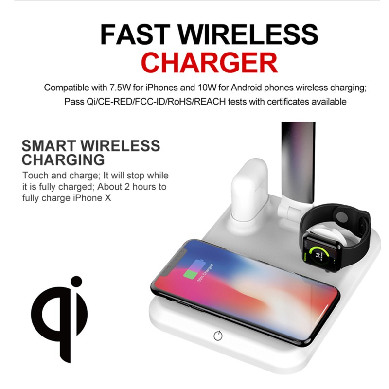 GLOBOSTAR® ONO 86101 Μοντέρνο Επιτραπέζιο Φωτιστικό Γραφείου με Ασύρματη Φόρτιση 10W 2A LED 5W 1000lm 90° DC 5V με USB-C IP20 Φυσικό Λευκό 4500K - Sanan SMD Chip - Λευκό - Μ33 x Π14 x Υ63cm - 2 Χρόνια Εγγύηση