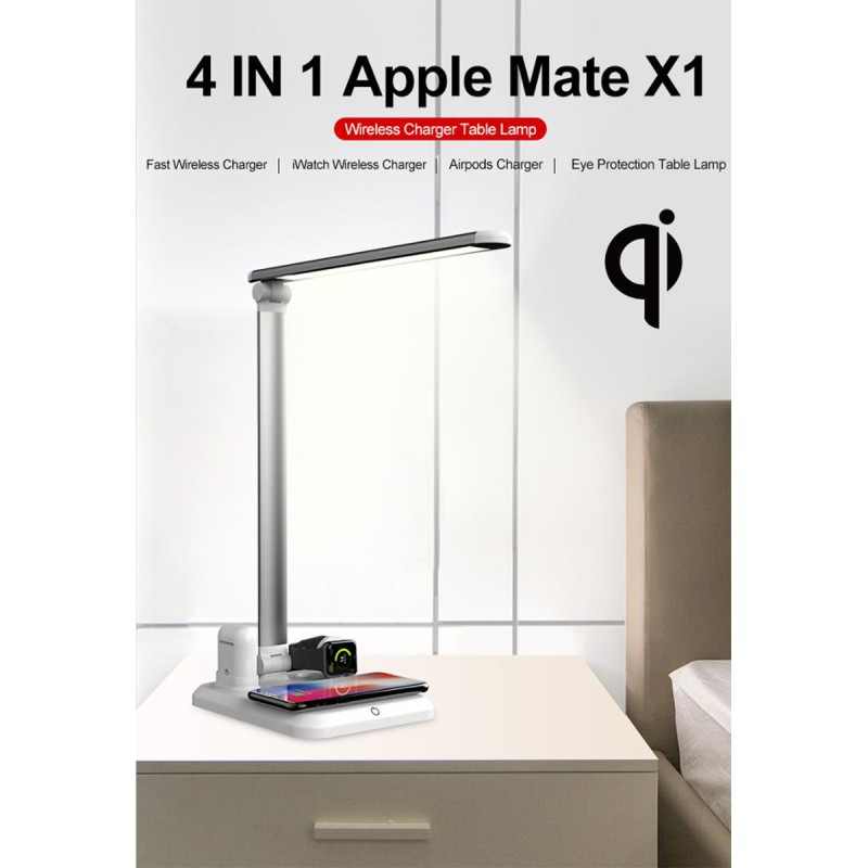 GLOBOSTAR® ONO 86101 Μοντέρνο Επιτραπέζιο Φωτιστικό Γραφείου με Ασύρματη Φόρτιση 10W 2A LED 5W 1000lm 90° DC 5V με USB-C IP20 Φυσικό Λευκό 4500K - Sanan SMD Chip - Λευκό - Μ33 x Π14 x Υ63cm - 2 Χρόνια Εγγύηση
