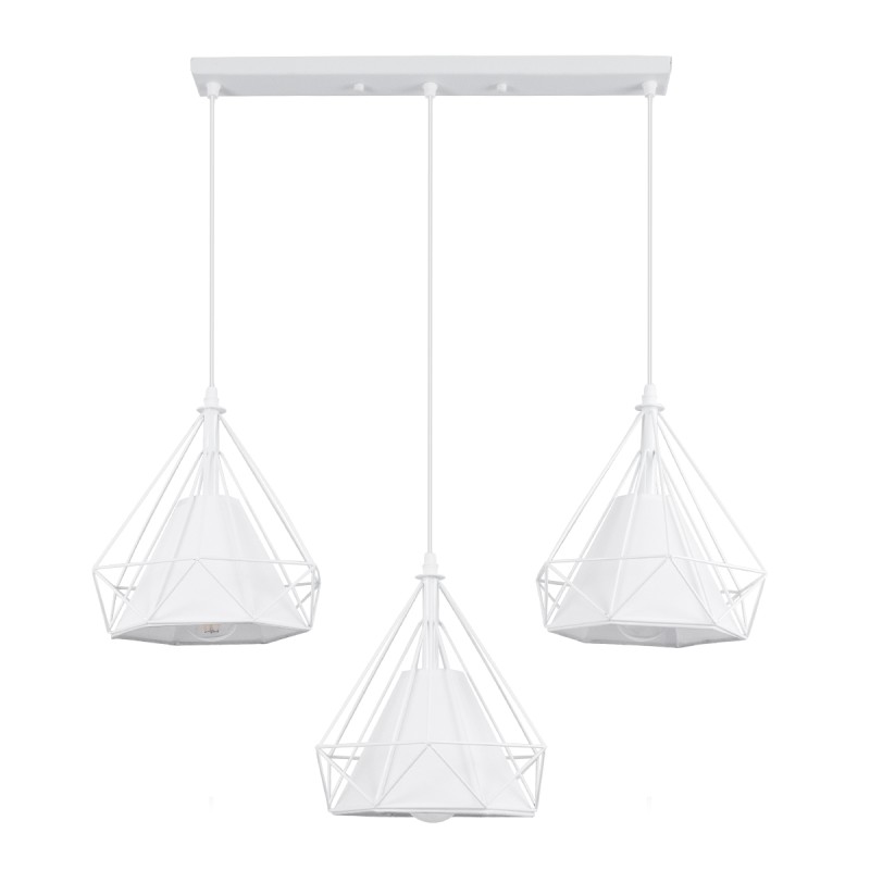 GLOBOSTAR® EIFFEL 61570 Vintage Κρεμαστό Φωτιστικό Οροφής με Ντουί 3 x E27 AC 220-240V IP20 - Λευκό - Μ68 x Π25 x Υ130cm