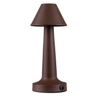 GloboStar® MOLLY 76519 Επαναφορτιζόμενο Επιτραπέζιο Φωτιστικό Πορτατίφ LED 1.5W 105lm 120° DC 5V IP44 Θερμό Λευκό 2700K Dimmable Καφέ Αλουμίνιο - Μ10 x Π10 x Υ23cm - 2 Xρόνια Εγγύηση