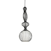 GLOBOSTAR® LILY 01560 Vintage Κρεμαστό Φωτιστικό Οροφής με Ντουί 1 x E27 AC 220-240V IP20 - Μαύρο & Λευκό - Μ25 x Π25 x Υ67cm