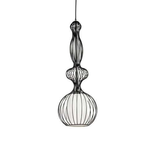 GLOBOSTAR® LILY 01560 Vintage Κρεμαστό Φωτιστικό Οροφής με Ντουί 1 x E27 AC 220-240V IP20 - Μαύρο & Λευκό - Μ23,5 x Π23,5 x Υ67cm
