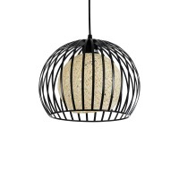 GLOBOSTAR® CARTER 00960 Μοντέρνο Κρεμαστό Φωτιστικό Οροφής με Ντουί 1 x E27 AC 220-240V IP20 - Μαύρο & Μπεζ - Μ28 x Π28 x Υ23cm