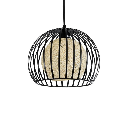 GLOBOSTAR® CARTER 00960 Μοντέρνο Κρεμαστό Φωτιστικό Οροφής με Ντουί 1 x E27 AC 220-240V IP20 - Μαύρο & Μπεζ - Μ28 x Π28 x Υ23cm