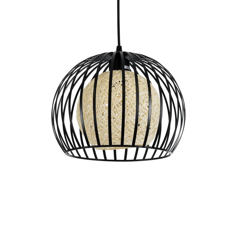GLOBOSTAR® CARTER 00960 Μοντέρνο Κρεμαστό Φωτιστικό Οροφής με Ντουί 1 x E27 AC 220-240V IP20 - Μαύρο & Μπεζ - Μ28 x Π28 x Υ23cm