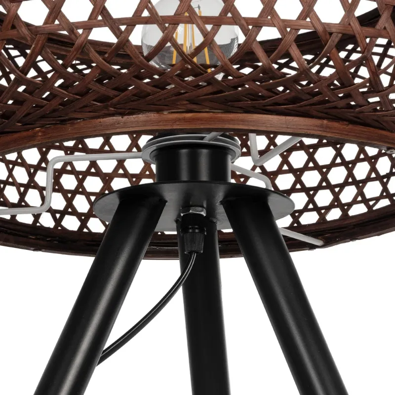 GLOBOSTAR® ZORION 999-0040 Vintage Επιτραπέζιο Φωτιστικό Πορτατίφ με Ντουί 1 x E27 AC 220-240V IP20 - Καφέ & Μαύρο - Μ40 x Π40 x Υ43.5cm