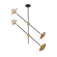 GLOBOSTAR® JOLIET 999-0044 Μοντέρνο Φωτιστικό Οροφής με Ντουί 4 x G9 AC 220-240V IP20 - Μαύρο & Χρυσό - Μ93 x Π20 x Υ106cm