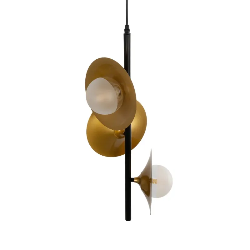 GLOBOSTAR® JOLIET 999-0046 Μοντέρνο Κρεμαστό Φωτιστικό Οροφής με Ντουί 3 x G9 AC 220-240V IP20 - Μαύρο & Χρυσό - Μ27 x Π27 x Y62cm