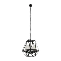 GLOBOSTAR® DASTAR 999-0091 Vintage Κρεμαστό Φωτιστικό Οροφής με Ντουί 4 x E27 AC 220-240V IP20 - Μαύρο & Λευκό - Μ42 x Π42 x Υ43cm