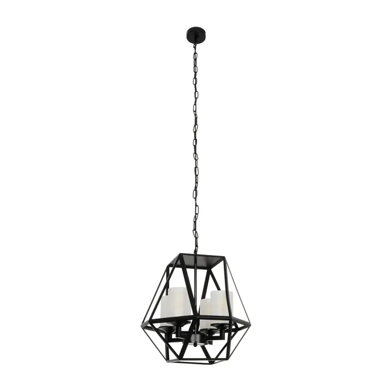 GLOBOSTAR® DASTAR 999-0091 Vintage Κρεμαστό Φωτιστικό Οροφής με Ντουί 4 x E27 AC 220-240V IP20 - Μαύρο & Λευκό - Μ42 x Π42 x Υ43cm