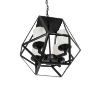 GLOBOSTAR® DASTAR 999-0091 Vintage Κρεμαστό Φωτιστικό Οροφής με Ντουί 4 x E27 AC 220-240V IP20 - Μαύρο & Λευκό - Μ42 x Π42 x Υ43cm