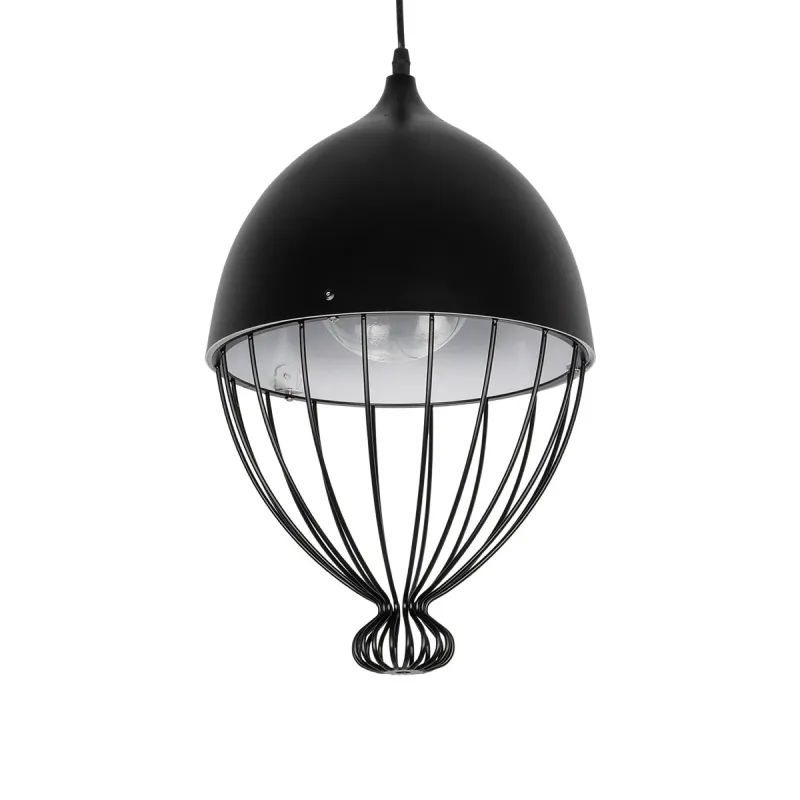 GLOBOSTAR® SOBRINO 999-0111 Vintage Κρεμαστό Φωτιστικό Οροφής με Ντουί 1 x E27 AC 220-240V IP20 - Μαύρο - Μ28 x Π28 x Υ47cm