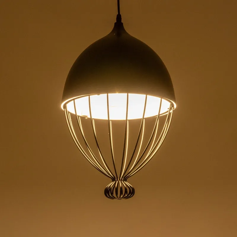 GLOBOSTAR® SOBRINO 999-0111 Vintage Κρεμαστό Φωτιστικό Οροφής με Ντουί 1 x E27 AC 220-240V IP20 - Μαύρο - Μ28 x Π28 x Υ47cm