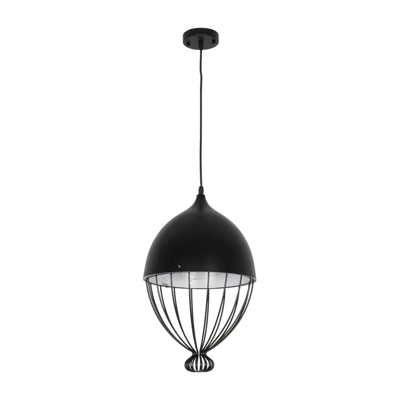 GLOBOSTAR® SOBRINO 999-0111 Vintage Κρεμαστό Φωτιστικό Οροφής με Ντουί 1 x E27 AC 220-240V IP20 - Μαύρο - Μ28 x Π28 x Υ47cm
