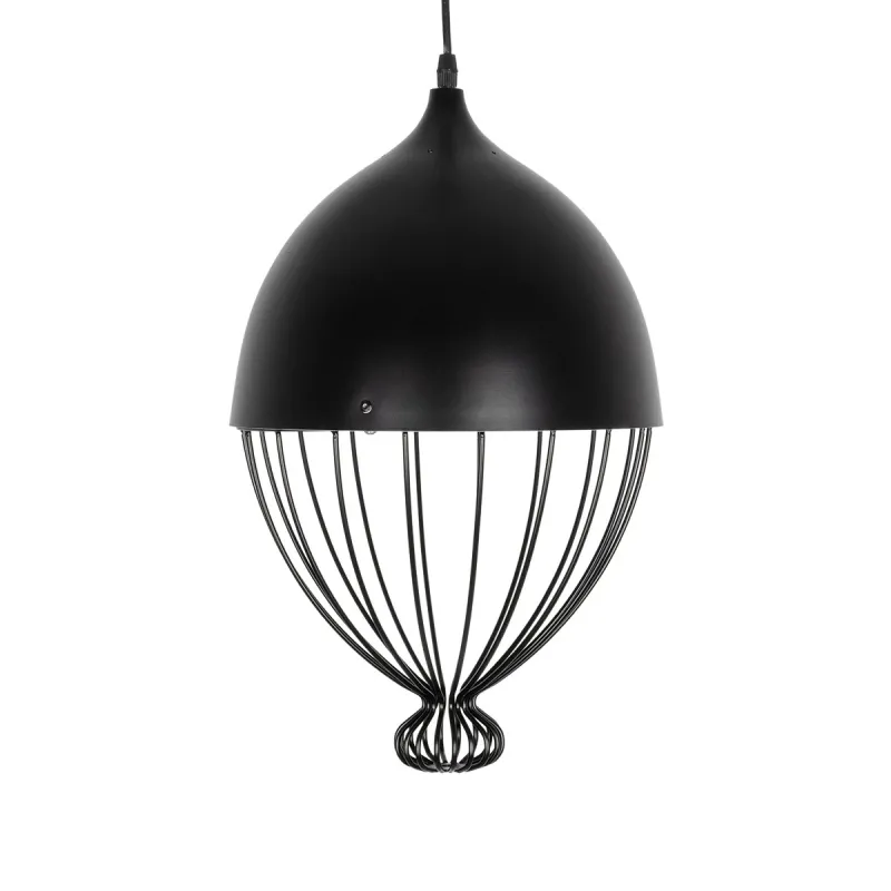 GLOBOSTAR® SOBRINO 999-0111 Vintage Κρεμαστό Φωτιστικό Οροφής με Ντουί 1 x E27 AC 220-240V IP20 - Μαύρο - Μ28 x Π28 x Υ47cm
