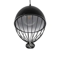 GLOBOSTAR® SOBRINO 999-0111 Vintage Κρεμαστό Φωτιστικό Οροφής με Ντουί 1 x E27 AC 220-240V IP20 - Μαύρο - Μ28 x Π28 x Υ47cm