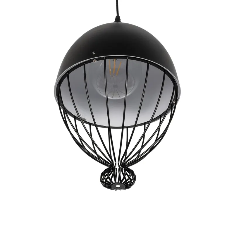 GLOBOSTAR® SOBRINO 999-0111 Vintage Κρεμαστό Φωτιστικό Οροφής με Ντουί 1 x E27 AC 220-240V IP20 - Μαύρο - Μ28 x Π28 x Υ47cm