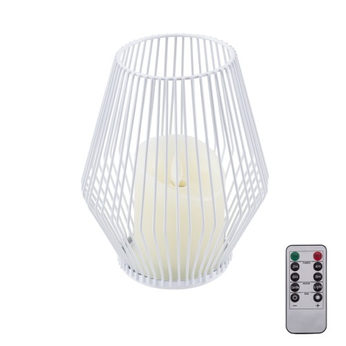 GloboStar® CANDLE 76489 Διακοσμητικό Realistic Κερί με LED Εφέ Κινούμενης Φλόγας - Μπαταρίας 2 x AA (Δεν Συμπεριλαμβάνονται) & Ασύρματο Χειριστήριο IR Θερμό Λευκό 2700K Dimmable Λευκό Φ16 x Υ18cm