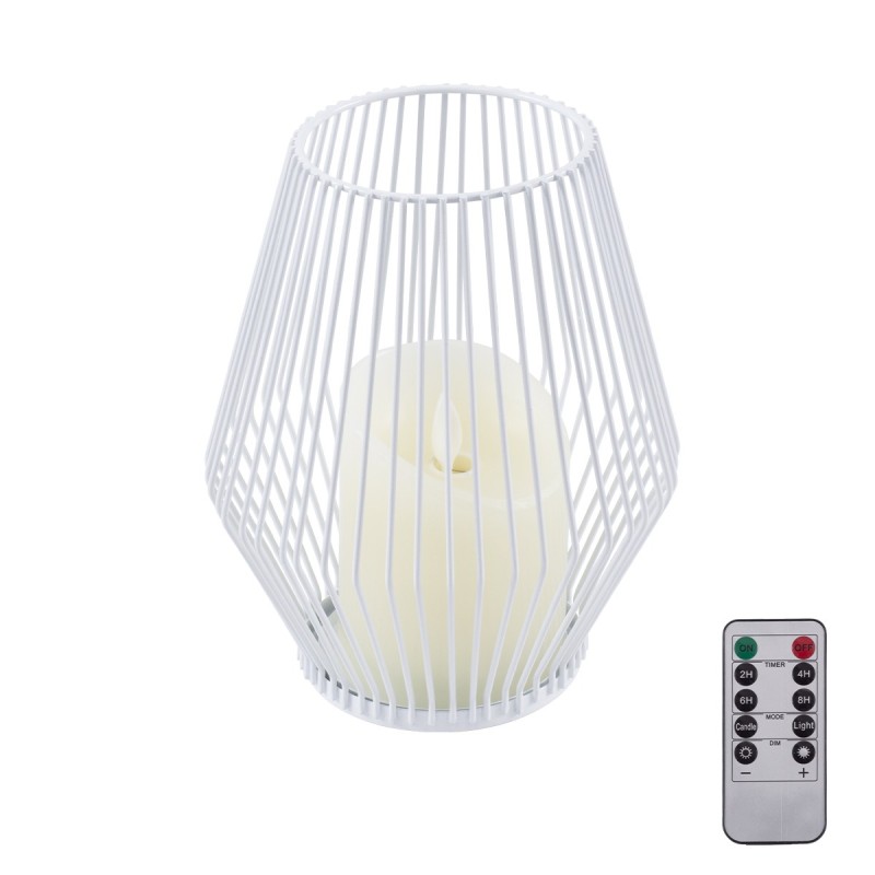 GloboStar® CANDLE 76489 Διακοσμητικό Realistic Κερί με LED Εφέ Κινούμενης Φλόγας - Μπαταρίας 2 x AA (Δεν Συμπεριλαμβάνονται) & Ασύρματο Χειριστήριο IR Θερμό Λευκό 2700K Dimmable Λευκό Φ16 x Υ18cm