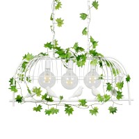 GLOBOSTAR® NEST 01647 Vintage Κρεμαστό Φωτιστικό Οροφής με Ντουί 3 x E27 AC 220-240V IP20 - Λευκό & Πράσινο - Μ86 x Π38 x Y37cm