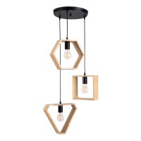 GLOBOSTAR® ELISE 00683 Μοντέρνο Κρεμαστό Φωτιστικό Οροφής με Ντουί 3 x E27 AC 220-240V IP20 - Μπεζ & Μαύρο - Μ55 x Π55 x Υ130cm