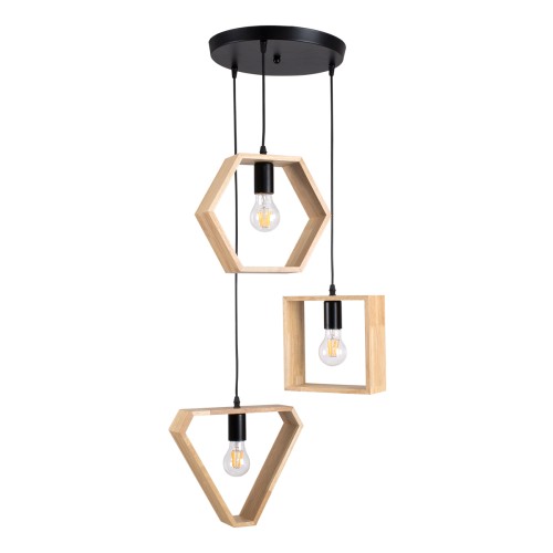 GLOBOSTAR® ELISE 00683 Μοντέρνο Κρεμαστό Φωτιστικό Οροφής με Ντουί 3 x E27 AC 220-240V IP20 - Μπεζ & Μαύρο - Μ55 x Π55 x Υ130cm