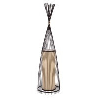 GLOBOSTAR® AZORES 01756 Boho Επιδαπέδιο Φωτιστικό με Ντουί 1 x E27 AC 220-240V IP20 - Καφέ & Μπεζ - Μ40 x Π40 x Υ150cm