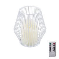 GloboStar® CANDLE 76488 Διακοσμητικό Realistic Κερί με LED Εφέ Κινούμενης Φλόγας - Μπαταρίας 2 x AA (Δεν Συμπεριλαμβάνονται) & Ασύρματο Χειριστήριο IR Θερμό Λευκό 2700K Dimmable Λευκό Φ14 x Υ16cm